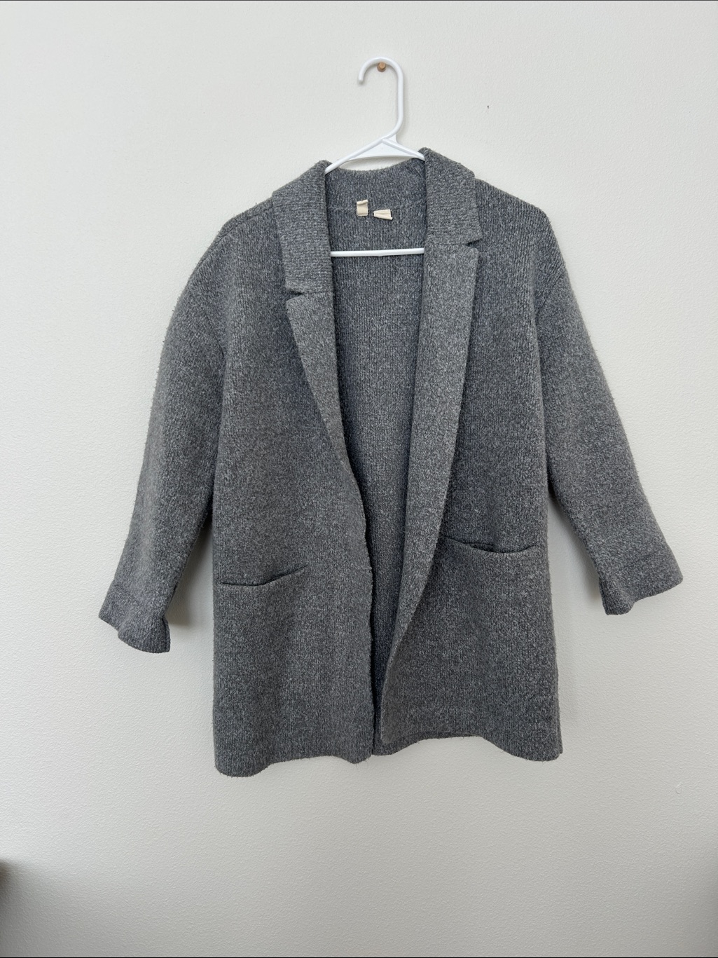 Moth Angie Sweater Coat Gray Open-Front Knit Blazer Jacket